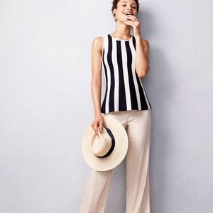 Ann Taylor Navy Striped Peplum XS